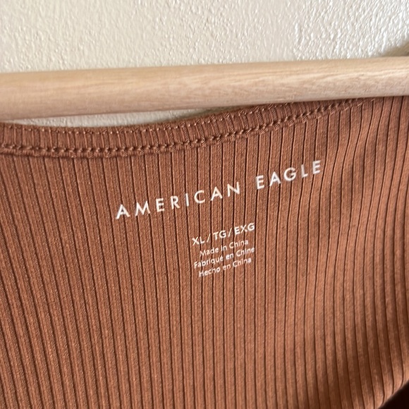 American Eagle Long Sleeve Square Neck Ribbed Bodysuit - Picture 2 of 6